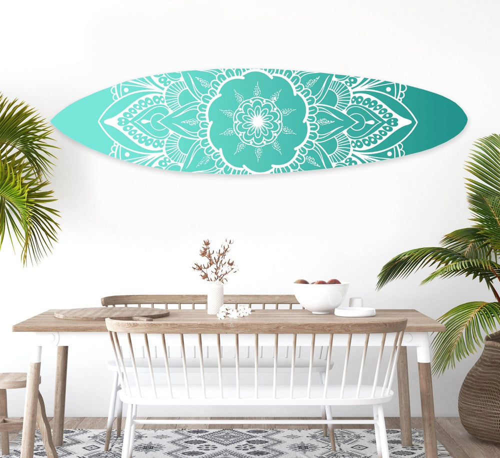 76" X 18" X 1" Wood, Blue, Serenity Surfboard Wall Art - Homeroots