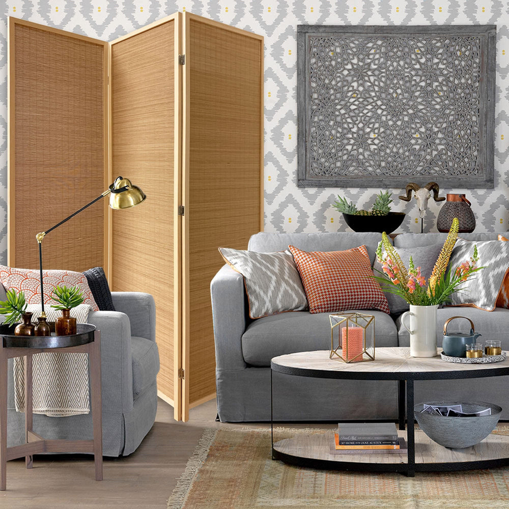6" Light Bamboo 3 Panel Room Divider Screen - Homeroots - Flyclothing LLC