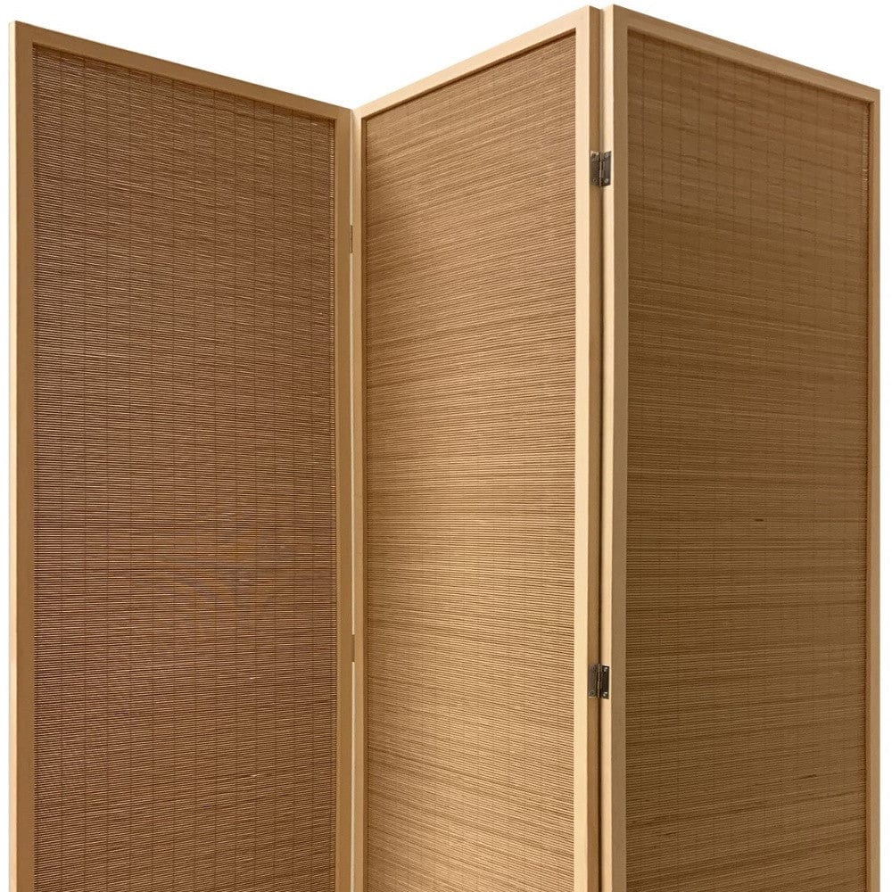 6" Light Bamboo 3 Panel Room Divider Screen - Homeroots - Flyclothing LLC