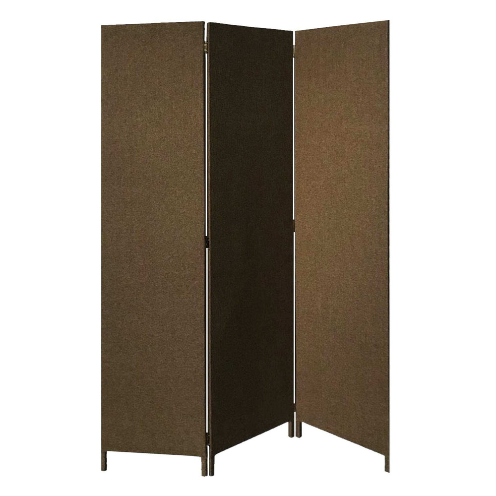 Brown Upholstered 3 Panel Room Divider Screen - Homeroots - Flyclothing LLC