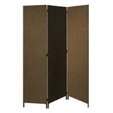 Brown Upholstered 3 Panel Room Divider Screen - Homeroots - Flyclothing LLC