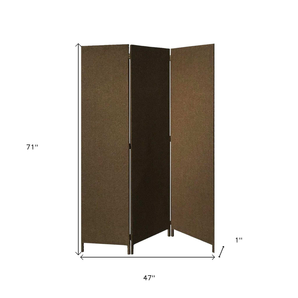 Brown Upholstered 3 Panel Room Divider Screen - Homeroots - Flyclothing LLC