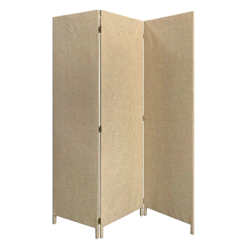 Beige Upholstered 3 Panel Room Divider Screen - Homeroots - Flyclothing LLC