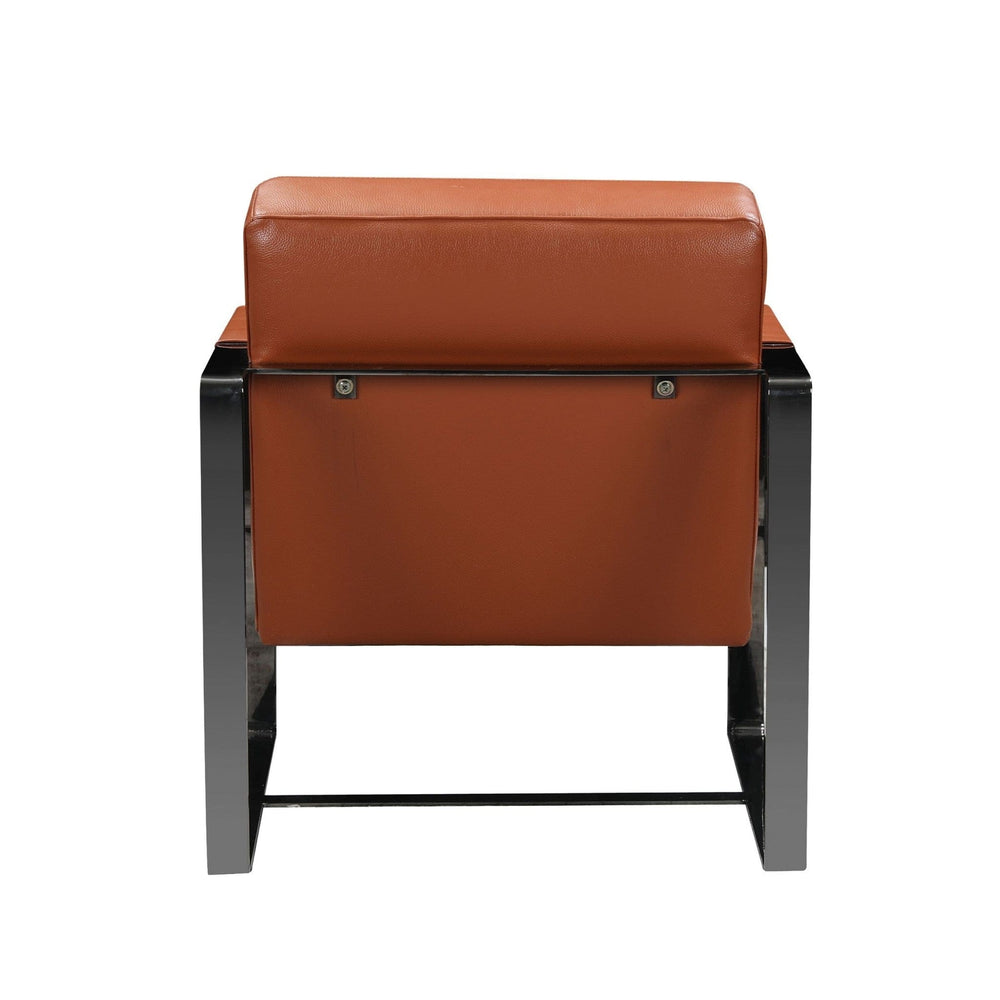 28" Camel And Black Genuine Leather Arm Chair - Homeroots