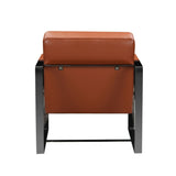 28" Camel And Black Genuine Leather Arm Chair - Homeroots