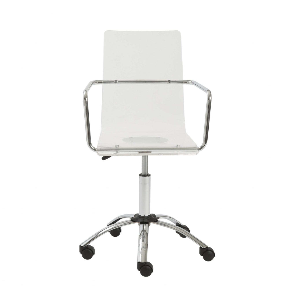 White Clear and Silver Adjustable Swivel Plastic Rolling Conference Office Chair - Homeroots - Flyclothing LLC