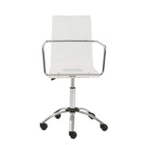 White Clear and Silver Adjustable Swivel Plastic Rolling Conference Office Chair - Homeroots - Flyclothing LLC