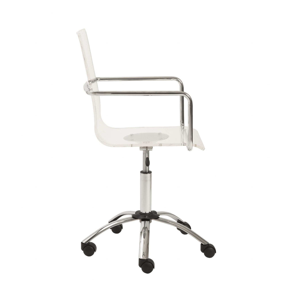 White Clear and Silver Adjustable Swivel Plastic Rolling Conference Office Chair - Homeroots - Flyclothing LLC