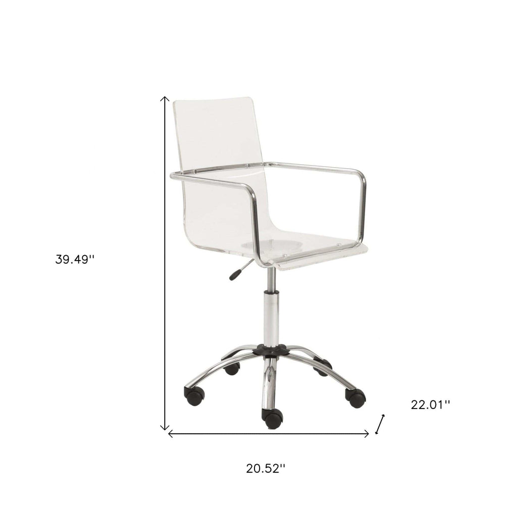 White Clear and Silver Adjustable Swivel Plastic Rolling Conference Office Chair - Homeroots - Flyclothing LLC
