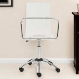 White Clear and Silver Adjustable Swivel Plastic Rolling Conference Office Chair - Homeroots - Flyclothing LLC