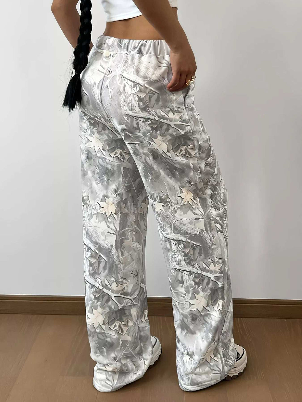 Abstract Print Wide Leg Pants - Trendsi - Flyclothing LLC