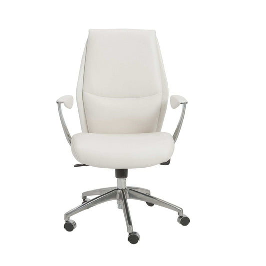White and Silver Adjustable Swivel Faux Leather Rolling Executive Office Chair - Homeroots - Flyclothing LLC