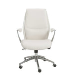 White and Silver Adjustable Swivel Faux Leather Rolling Executive Office Chair - Homeroots - Flyclothing LLC