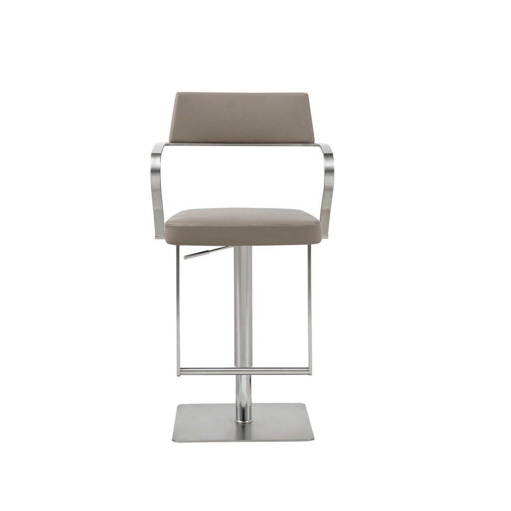 21 " Taupe And Silver Stainless Steel Bar Chair - Homeroots - Flyclothing LLC
