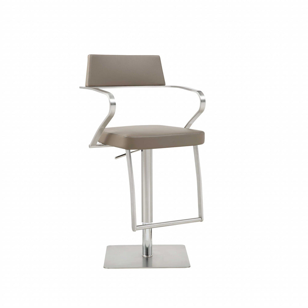 21 " Taupe And Silver Stainless Steel Bar Chair - Homeroots - Flyclothing LLC