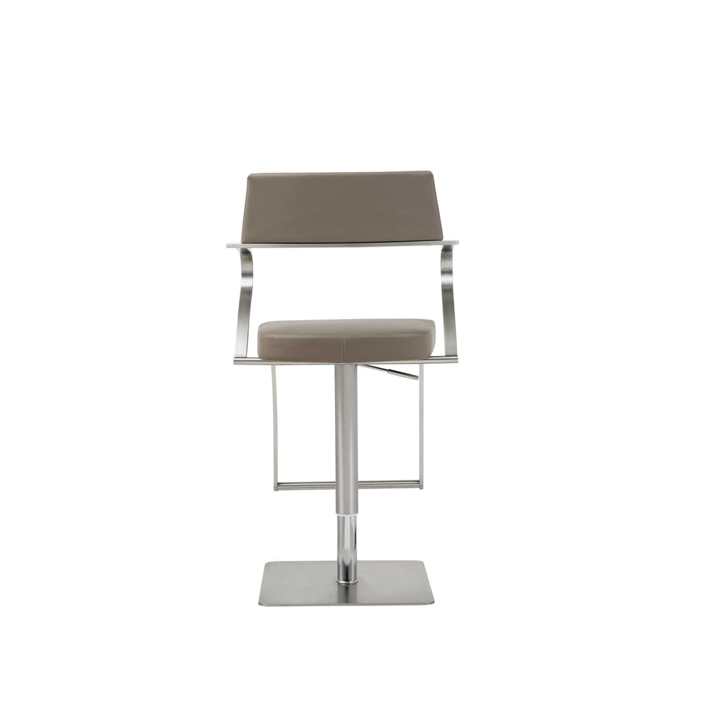 21 " Taupe And Silver Stainless Steel Bar Chair - Homeroots - Flyclothing LLC