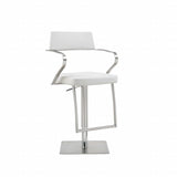 21 " White And Silver Stainless Steel Bar Chair - Homeroots - Flyclothing LLC