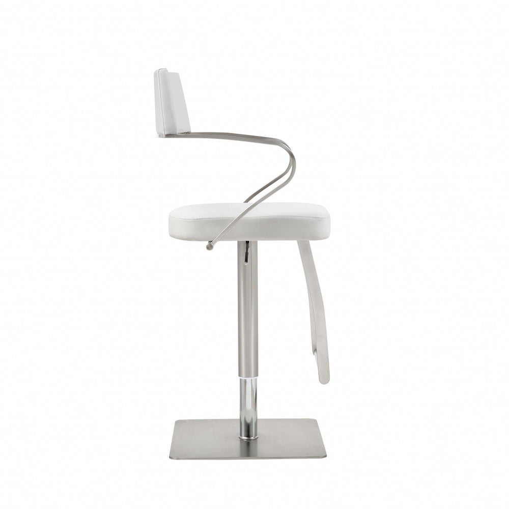 21 " White And Silver Stainless Steel Bar Chair - Homeroots - Flyclothing LLC