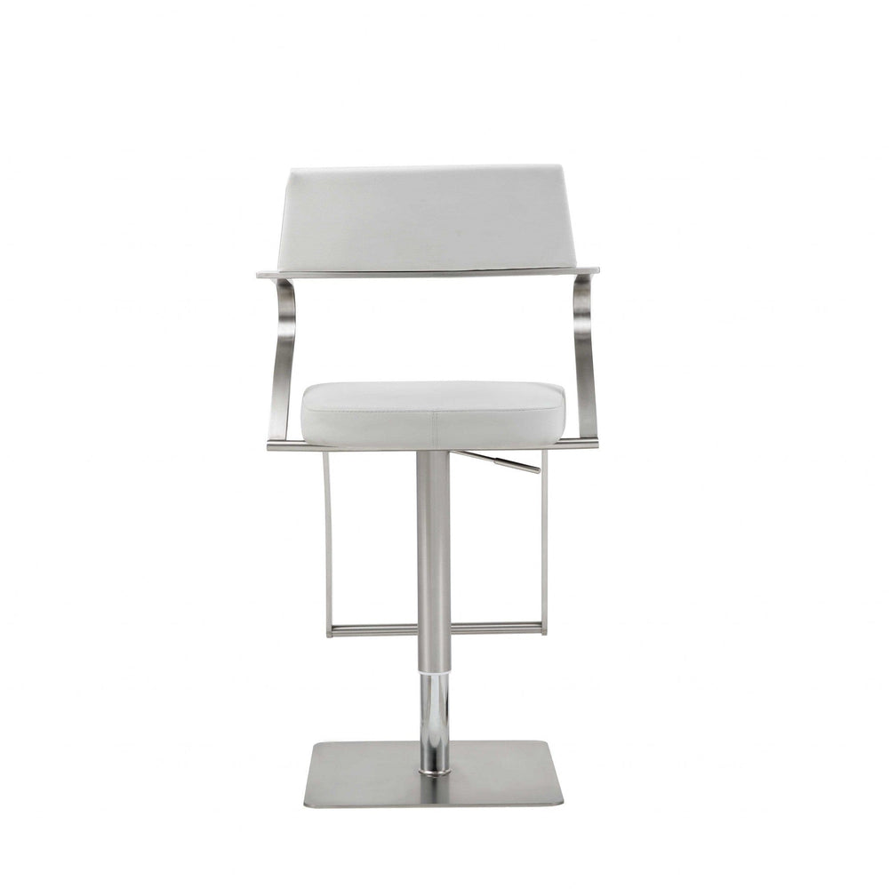 21 " White And Silver Stainless Steel Bar Chair - Homeroots - Flyclothing LLC