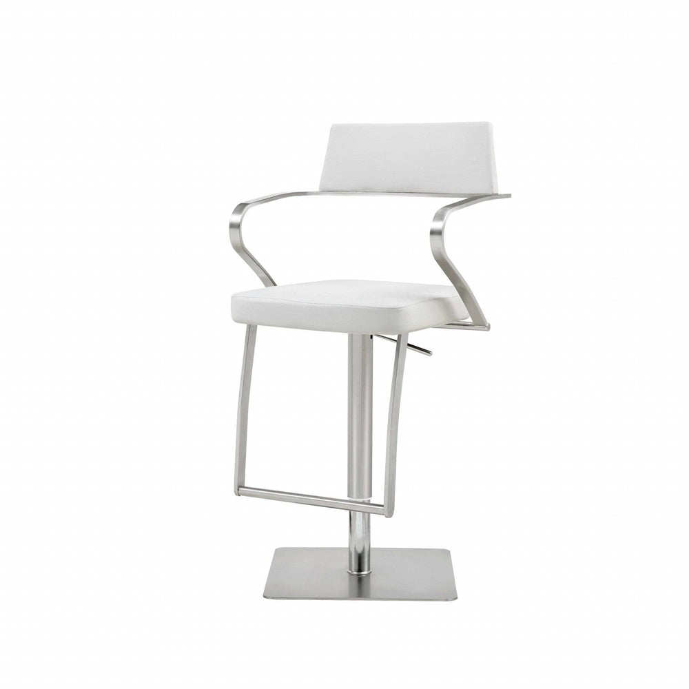 21 " White And Silver Stainless Steel Bar Chair - Homeroots - Flyclothing LLC