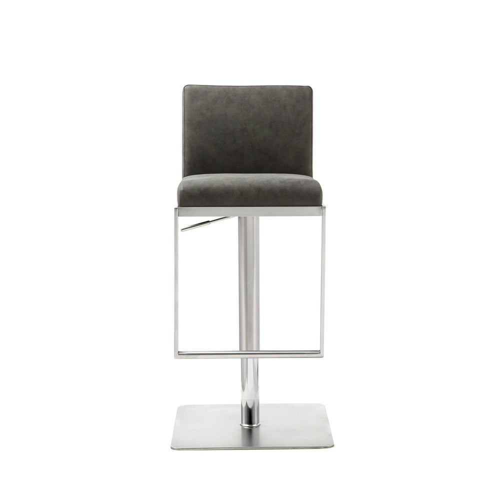 20 " Gray And Silver Stainless Steel Bar Chair - Homeroots - Flyclothing LLC