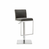 20 " Gray And Silver Stainless Steel Bar Chair - Homeroots - Flyclothing LLC