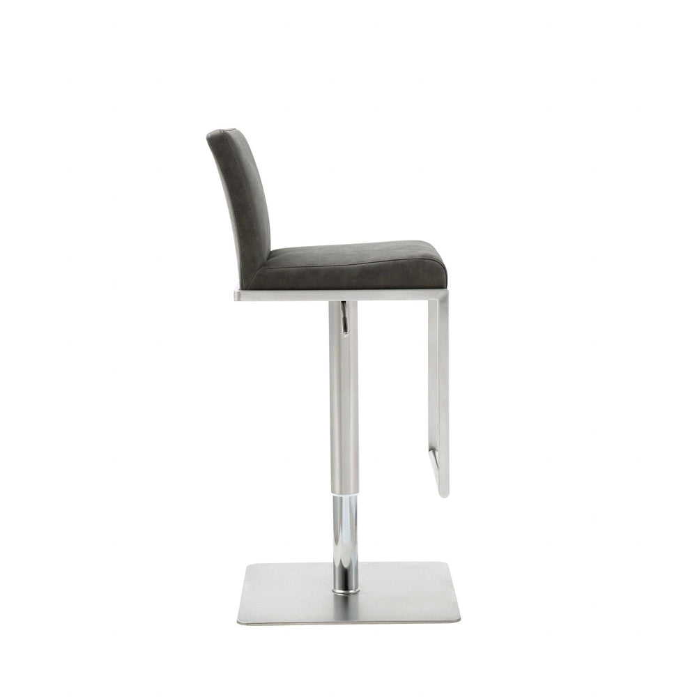 20 " Gray And Silver Stainless Steel Bar Chair - Homeroots - Flyclothing LLC