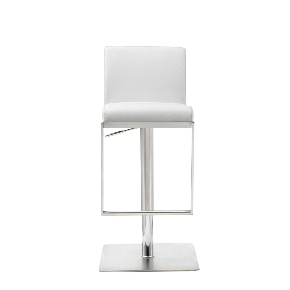 20 " White And Silver Stainless Steel Bar Chair - Homeroots - Flyclothing LLC