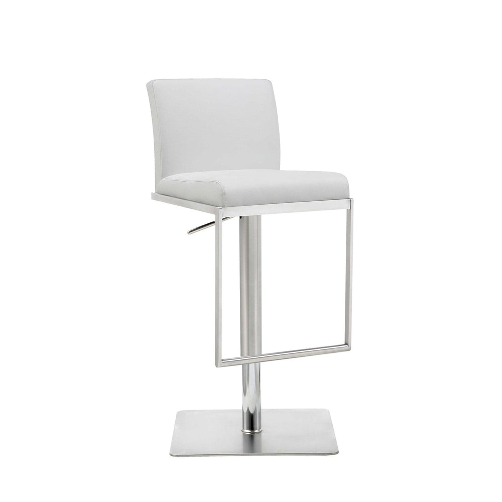20 " White And Silver Stainless Steel Bar Chair - Homeroots - Flyclothing LLC