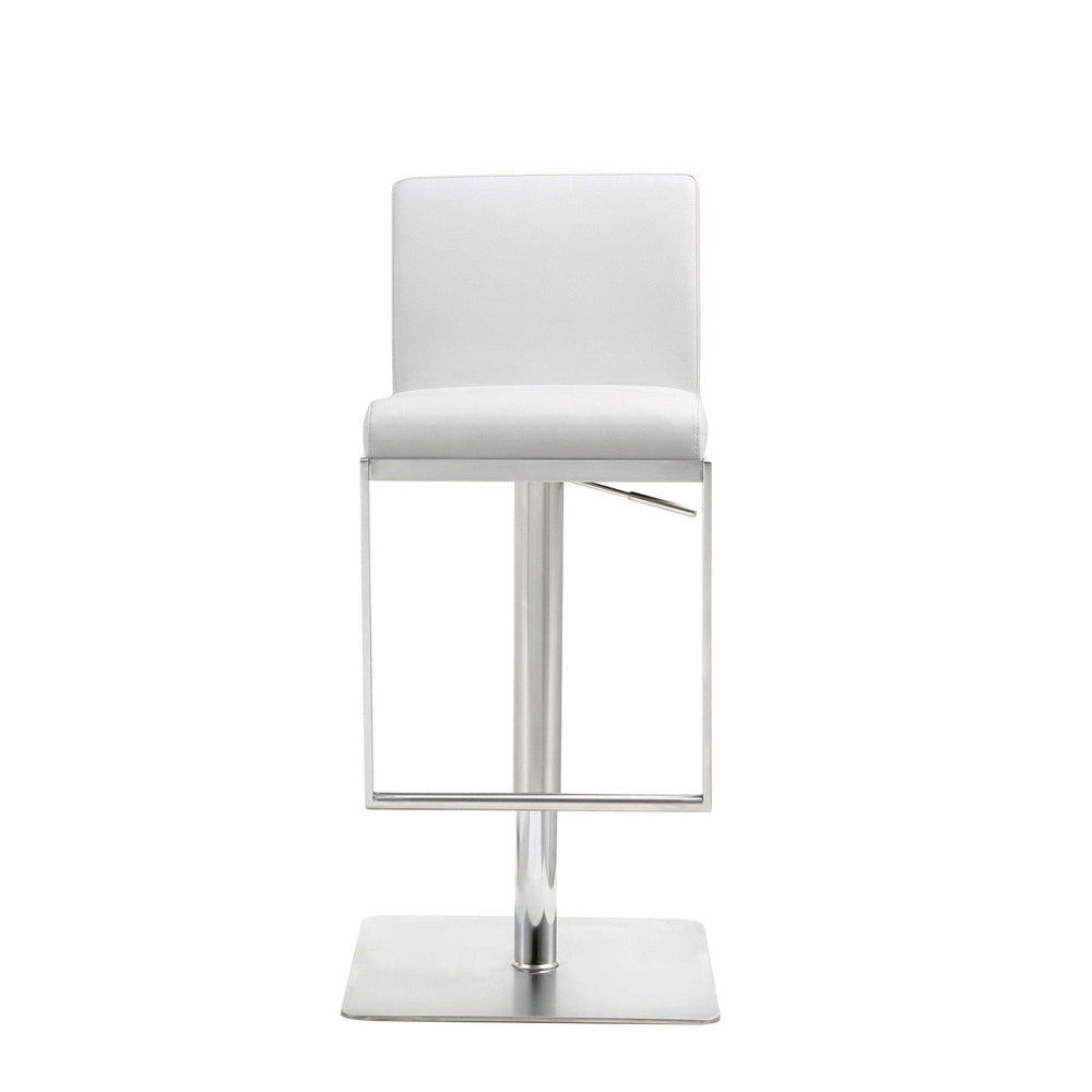 20 " White And Silver Stainless Steel Bar Chair - Homeroots - Flyclothing LLC