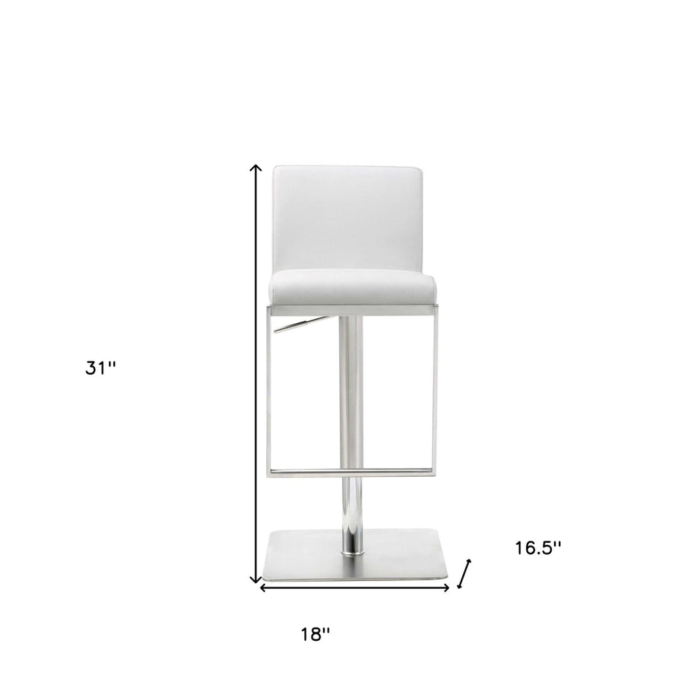 20 " White And Silver Stainless Steel Bar Chair - Homeroots - Flyclothing LLC