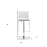 20 " White And Silver Stainless Steel Bar Chair - Homeroots - Flyclothing LLC