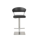 20 " Black And Silver Stainless Steel Bar Chair - Homeroots