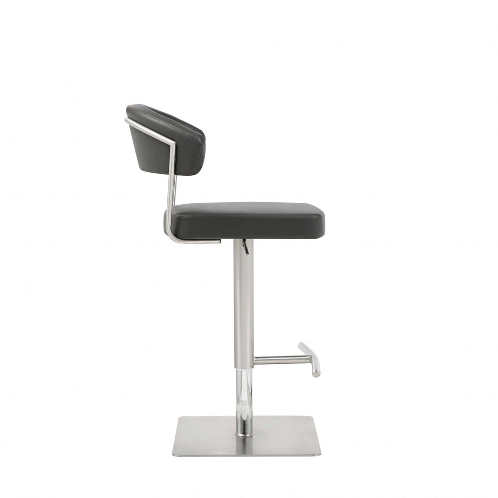 20 " Black And Silver Stainless Steel Bar Chair - Homeroots