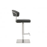 20 " Black And Silver Stainless Steel Bar Chair - Homeroots