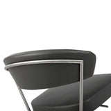 20 " Black And Silver Stainless Steel Bar Chair - Homeroots