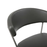 20 " Black And Silver Stainless Steel Bar Chair - Homeroots