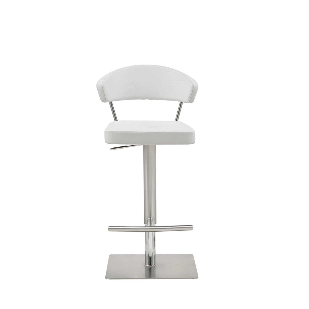 20 " White And Silver Stainless Steel Bar Chair - Homeroots - Flyclothing LLC