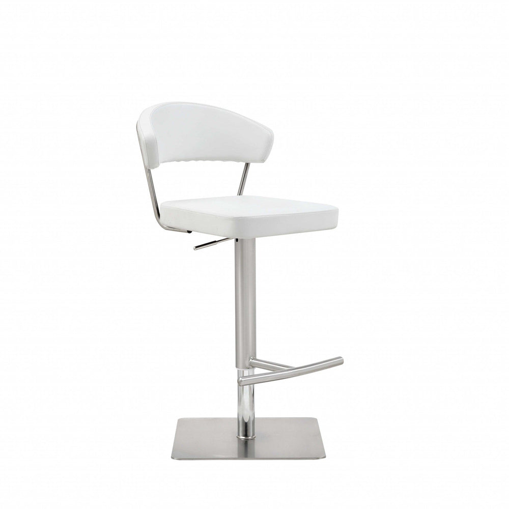 20 " White And Silver Stainless Steel Bar Chair - Homeroots - Flyclothing LLC