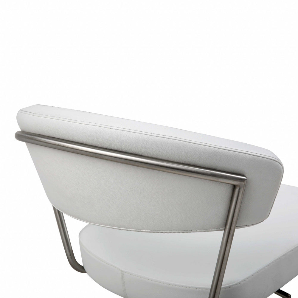 20 " White And Silver Stainless Steel Bar Chair - Homeroots - Flyclothing LLC