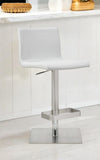 26 " White And Silver Stainless Steel Counter Height Bar Chair - Homeroots - Flyclothing LLC