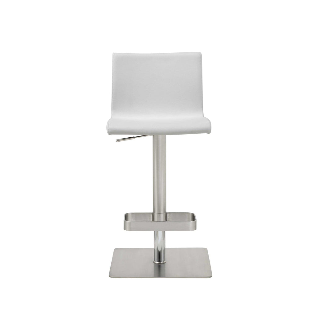 26 " White And Silver Stainless Steel Counter Height Bar Chair - Homeroots - Flyclothing LLC