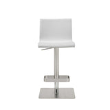 26 " White And Silver Stainless Steel Counter Height Bar Chair - Homeroots - Flyclothing LLC