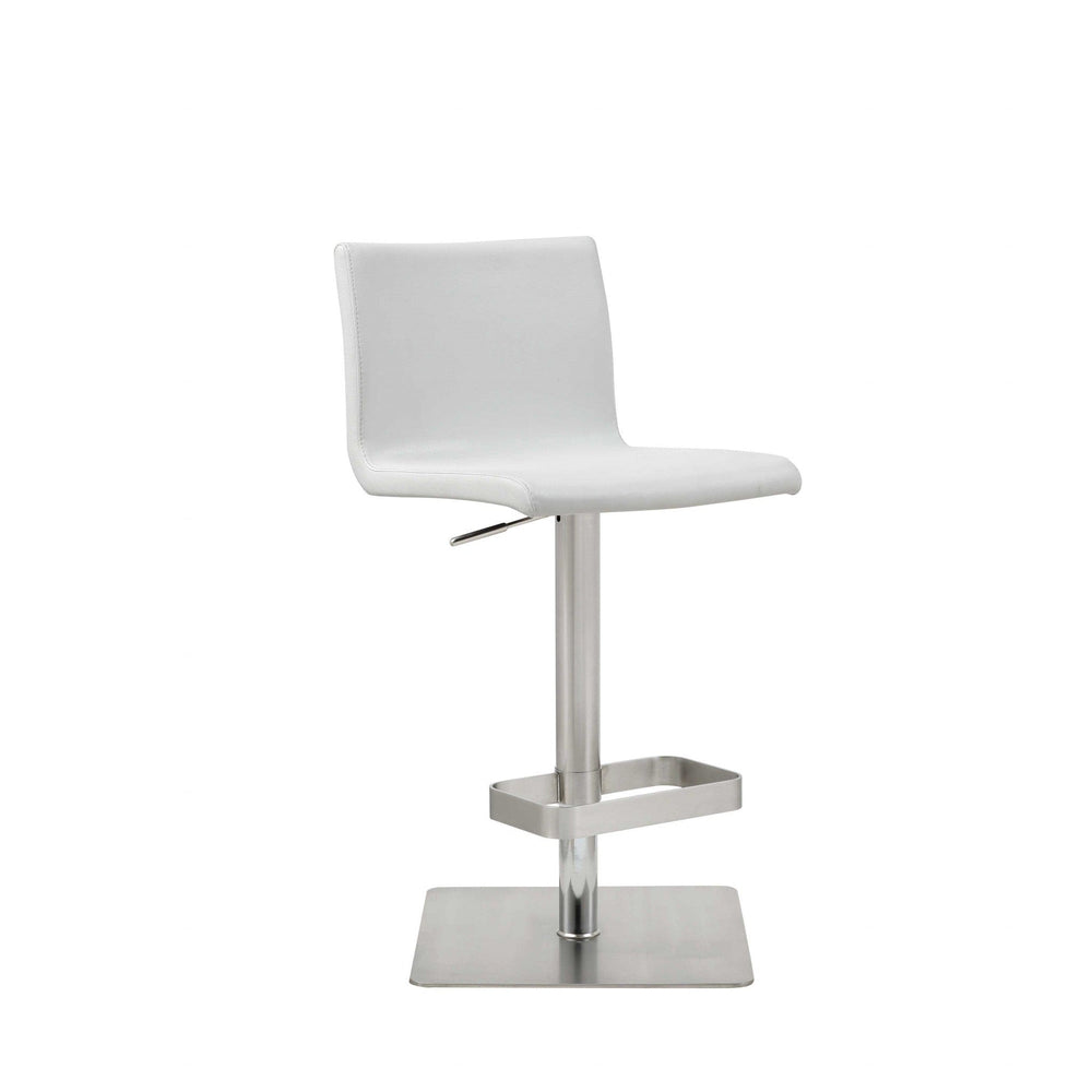 26 " White And Silver Stainless Steel Counter Height Bar Chair - Homeroots - Flyclothing LLC