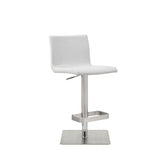 26 " White And Silver Stainless Steel Counter Height Bar Chair - Homeroots - Flyclothing LLC