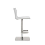 26 " White And Silver Stainless Steel Counter Height Bar Chair - Homeroots - Flyclothing LLC
