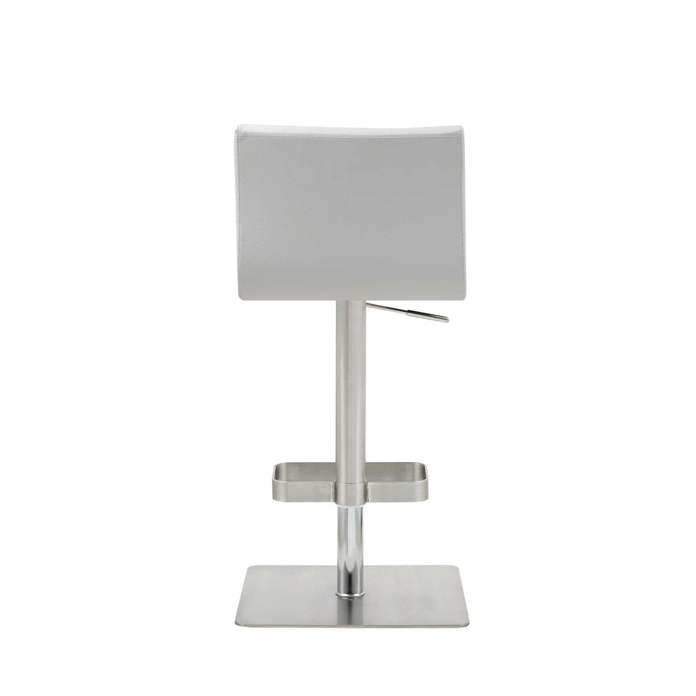 26 " White And Silver Stainless Steel Counter Height Bar Chair - Homeroots - Flyclothing LLC