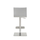 26 " White And Silver Stainless Steel Counter Height Bar Chair - Homeroots - Flyclothing LLC
