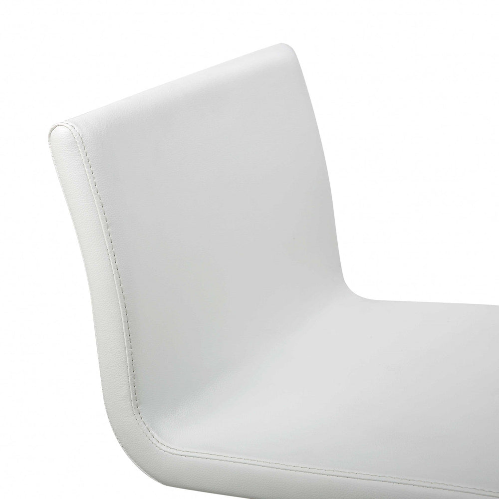 26 " White And Silver Stainless Steel Counter Height Bar Chair - Homeroots - Flyclothing LLC