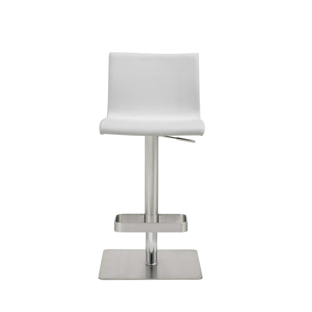 26 " White And Silver Stainless Steel Counter Height Bar Chair - Homeroots - Flyclothing LLC